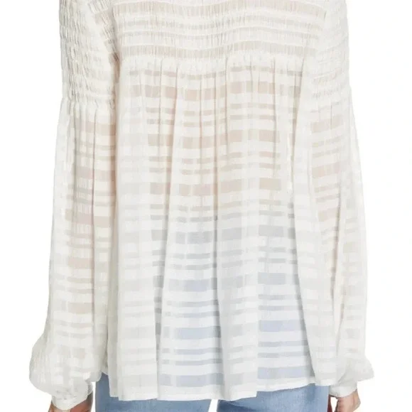 FRAME NWT Blouson Long Sleeve Smocked Blouse Top - Picture 4 of 15